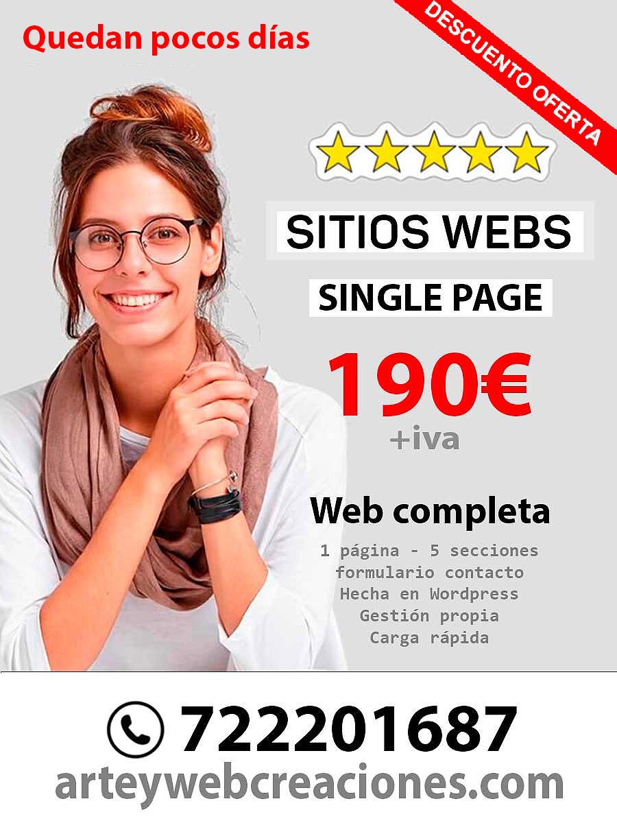 Tu web completa hecha por profesionales a sólo 190€+iva (230€ en total !!!) Oferta tiempo limitado.